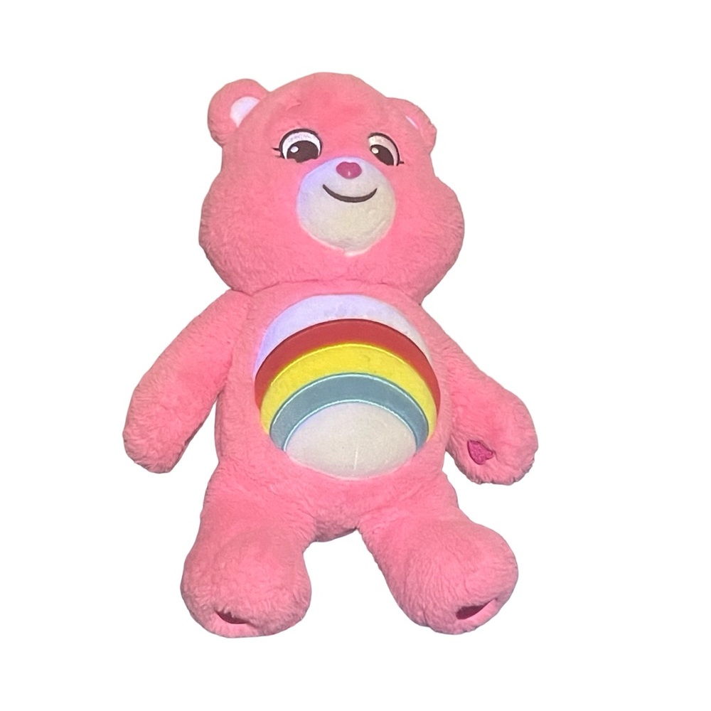 2020 PINK CARE‎ BEARS CHEER BEAR 14” RAINBOW BELLY PLUSH TOY BY BASIC FUN INC.